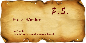Petz Sándor névjegykártya