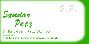 sandor petz business card